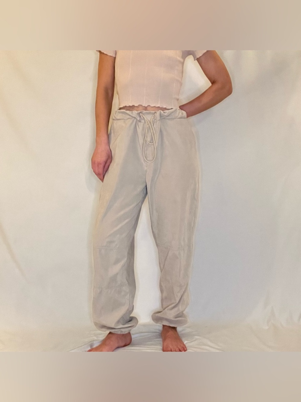 Missguided Jogger Cargo Pants High Rise Relaxed Fit Drawstring Waist Women’s US2